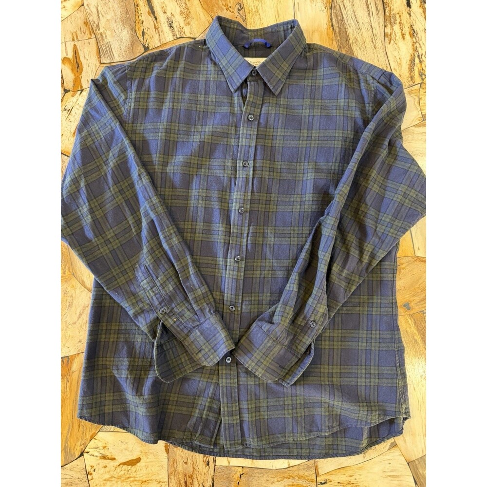 Teddy Stratford Button Up Size 6 Mens Blue Plaid Hidden Zipper Cotton